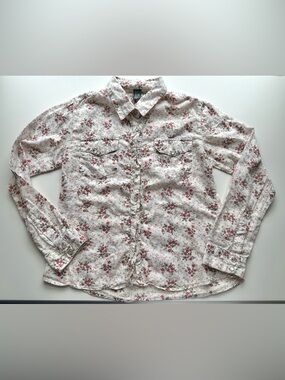 Zara Cream Floral Snap Front Shirt